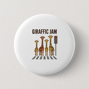 Giraffic Jam Funny Giraffe Crossing Vintage Vector 2 Inch Round Button