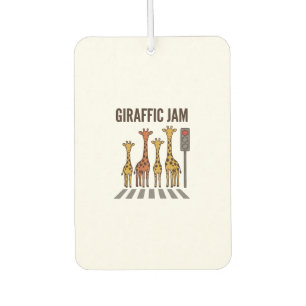 Giraffic Jam Funny Giraffe Crossing Vintage Vector Air Freshener