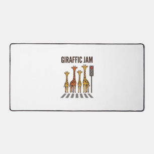 Giraffic Jam Funny Giraffe Crossing Vintage Vector Desk Mat