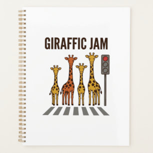 Giraffic Jam Funny Giraffe Crossing Vintage Vector Planner