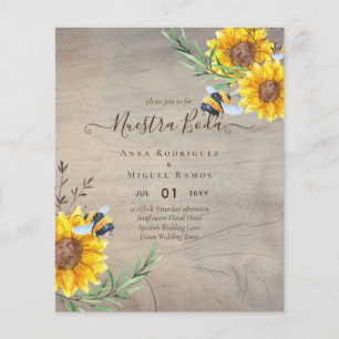 Girasoles de Invitación de Boda Económica Bilingüe