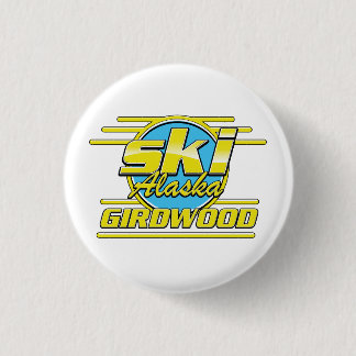 Girdwood Alaska 80s ski logo 1 Inch Round Button