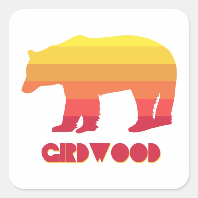 Girdwood Alaska Rainbow Bear Square Sticker (Front)