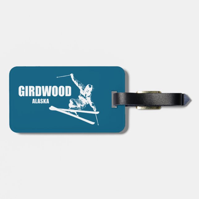 Girdwood Alaska Skier Luggage Tag (Back Horizontal)