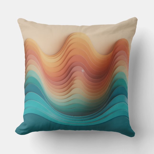 Giri Wave Relief 3D Batik Motif Throw Pillow (Front)