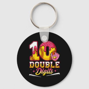 Girl 10 Double Digits 10th Birthday Ice Cream Soft Keychain