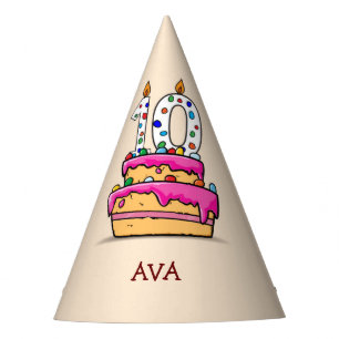 Girl 10th Birthday, 10 on Sweet Pink Cake Party Hat