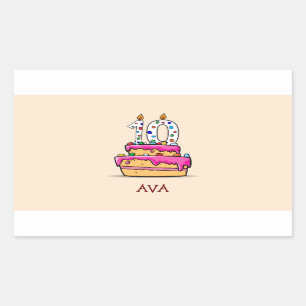 Girl 10th Birthday, 10 on Sweet Pink Cake Sticker