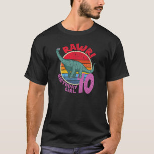 Girl 10Th Birthday I Rawr! Brachiosaurus I Family T-Shirt