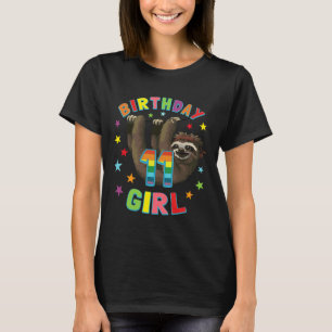 Girl 11th Birthday Sloth 11 Year Old B Day Party T-Shirt