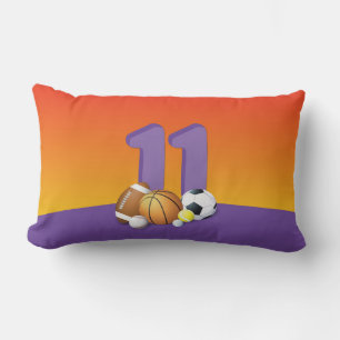 Girl 11th Birthday Sports Balls Lumbar Pillow