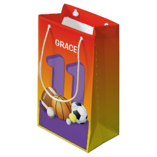Girl 11th Birthday Sports Balls Small Gift Bag