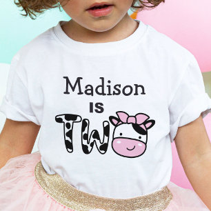 Girl 2nd Birthday Cow Two Personalized T-Shirt