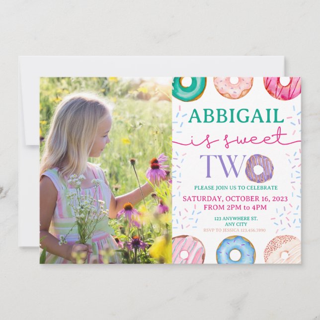 Girl 2nd Birthday Invitation Two Sweet Doughnut Ph (Front)