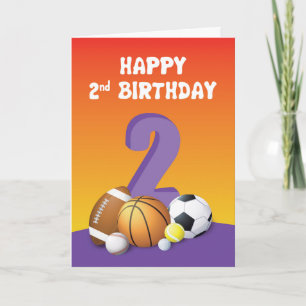 Girl 2nd Birthday Sports Balls Card