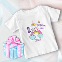 Girl 2nd Birthday Unicorn Cat Birthday 