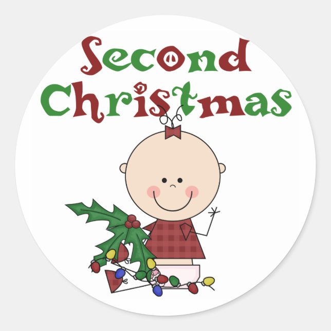 Girl 2nd Christmas Tshirts and Gifts Classic Round Sticker (Front)