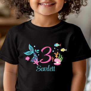 Girl 3rd Birthday Mermaid Tail Sea Personalized Baby T-Shirt
