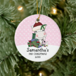 Girl 3rd Christmas Santa Zebra Personalized Ceramic Ornament<br><div class="desc">A whimsical 3rd Christmas ornament with a zebra wearing a Santa hat,  holding a stocking and presents is featured on this kids personalized Christmas ornament. Easily customize with your child's name and the year. Perfect for a little girl. Graphics © Scrappin Doodles at www.scrappindoodles.com</div>