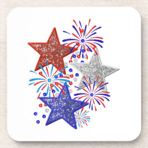 Girl 4th of July Women Red White Blue Star America Coaster