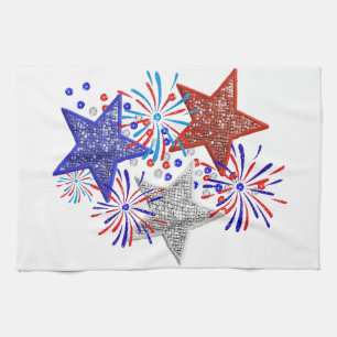 Girl 4th of July Women Red White Blue Star America Kitchen Towel