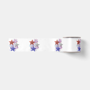Girl 4th of July Women Red White Blue Star America Satin Ribbon