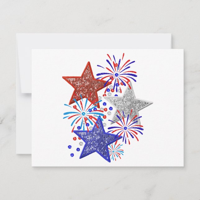 Girl 4th of July Women Red White Blue Star America Save The Date (Front)