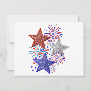 Girl 4th of July Women Red White Blue Star America Thank You Card
