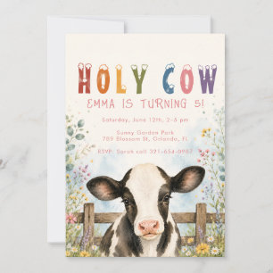 Girl 5th Birthday Farm Animals Party Invite USA