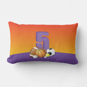 Girl 5th Birthday Sports Balls Lumbar Pillow
