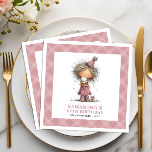 Girl 6th Birthday Party Funny Quirky Pink Napkins