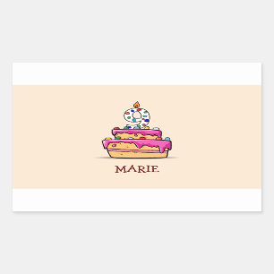 Girl 9th Birthday, 9 on Sweet Pink Cake Sticker