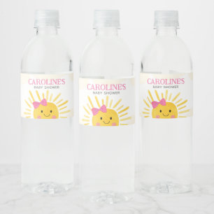 Girl A Little Ray of Sunshine Baby Shower Water Bottle Label