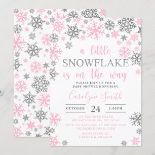 Girl A Little Snowflake Is On The Way Baby Shower Invitation