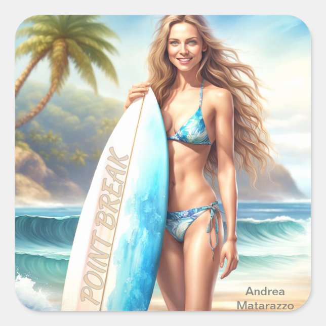 Girl Action Point Break Square Sticker (Front)
