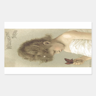 Girl Admiring Butterfly  Ephemera Sticker