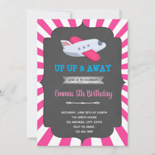 Girl airplane invitation