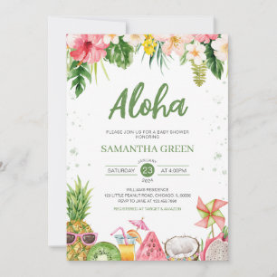 Girl Aloha Hawaiian Baby Shower Invitation