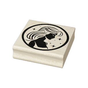 Girl among the stars -  virgo rubber stamp