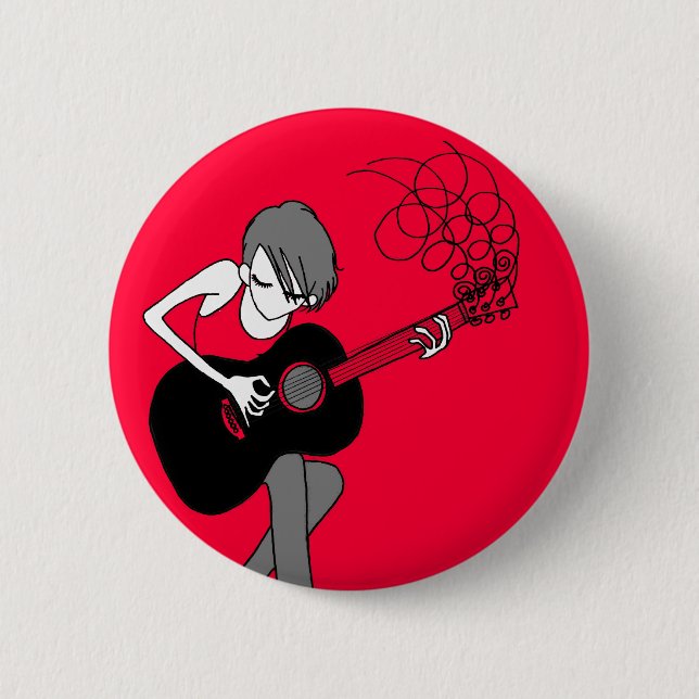 Girl and a Guitar Button (BU24) (Front)