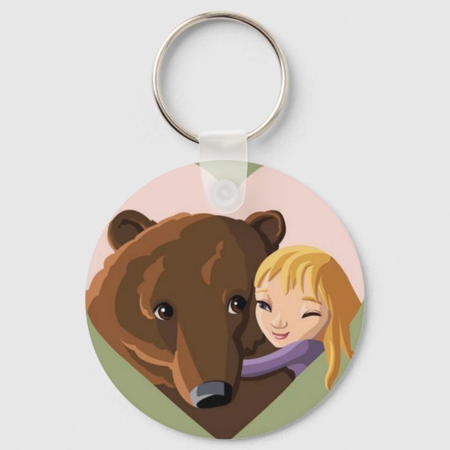 Girl and Bear Keychain (Front)