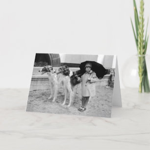 Girl And Borzoi Card