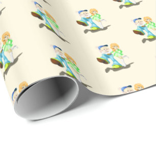 Girl and Boy Friends Wrapping Paper - Your Colors