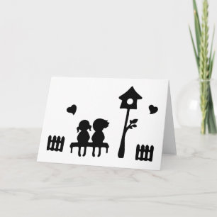 Girl And Boy in Love Sitting On Bench Valentine Holiday Card
