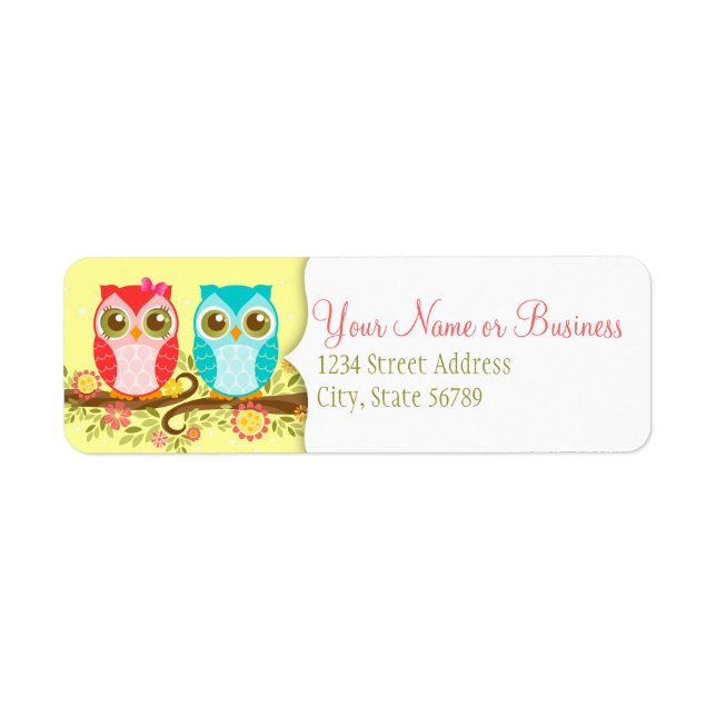 Girl and Boy Owls - Custom Return Address Labels (Front)