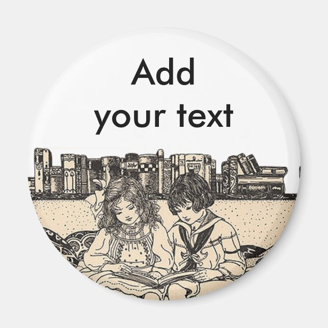 Girl and Boy Reading Magnet (Front)