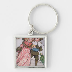 Girl and Boy Skating Keychain