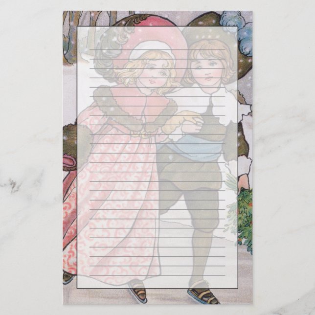 Girl and Boy Skating Stationery (Front)