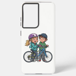 Girl and Boy with bicycle Samsung Galaxy Case