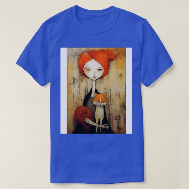 Girl and Cat T-Shirt (Design Front)